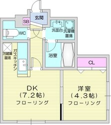 新道東駅 徒歩5分 1階の物件間取画像